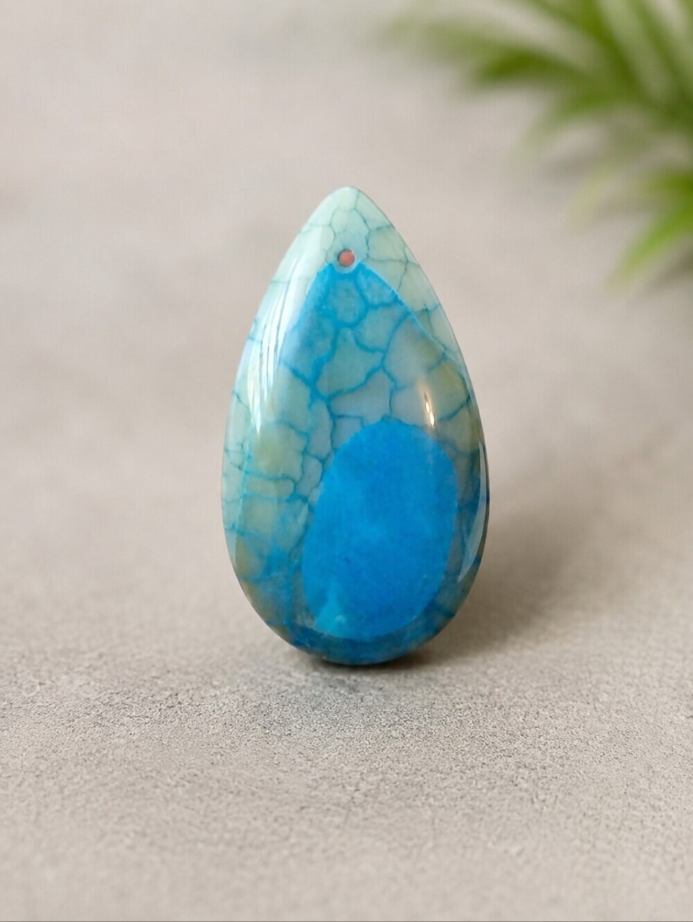 Blue Dragon Vein Agate Teardrop Pendant Gemstone Cabochon Drilled Focal Stone